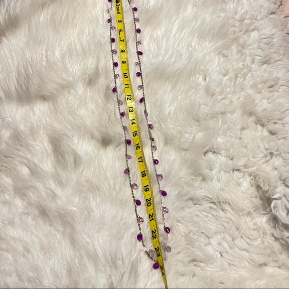 Vintage 1950’s Sarah Coventry Silver Tone Double Necklace Purple Glass Beads - Picture 14 of 15